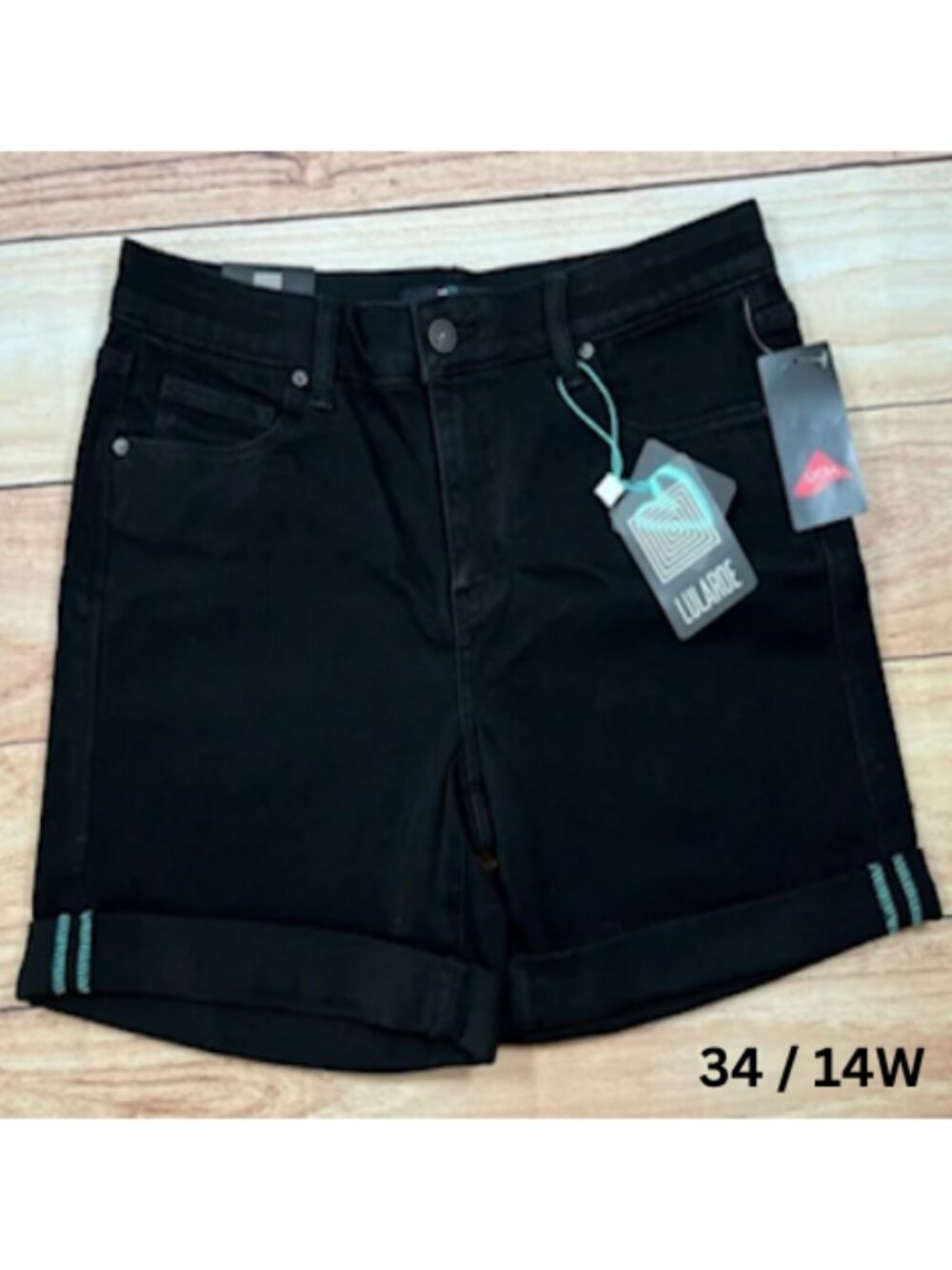 Lularoe Boyfriend Denim Shorts | Cascade | Size 34 / 14W | Black | NWT
